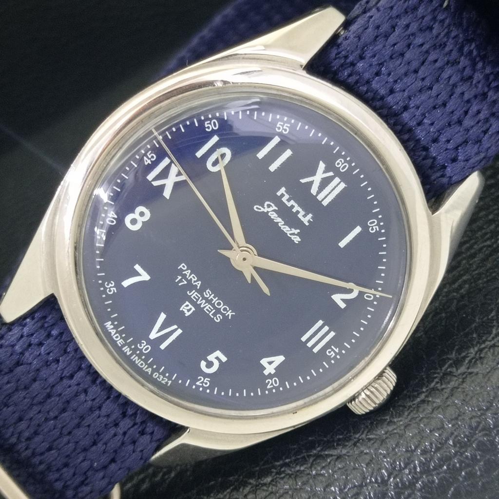 HAND-WINDING VINTAGE HMT JANATA INDIAN MENS BLUE COLOR DIAL WATCH a700072-5 R201-a700072