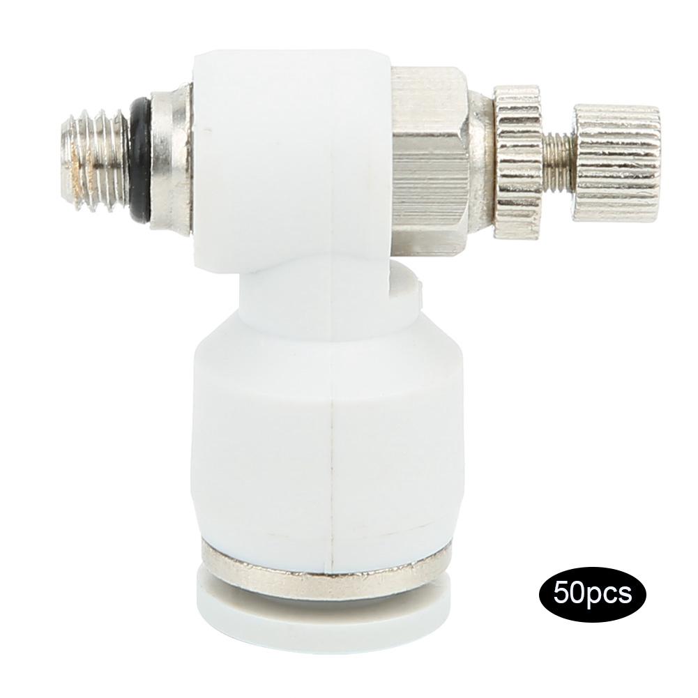 50Pcs Air Flow Control Valve Pneumatic White Adjustment Durable Quick Connector SL6‑M5