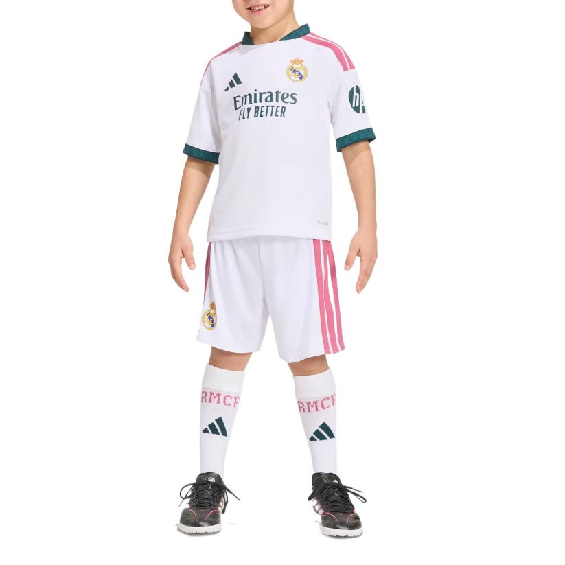 adidas Real Madrid 26/27 Season Home Football Fan Version Moisture-Wicking Quick-Dry 2-Piece Set Kids Sportswear KC3946