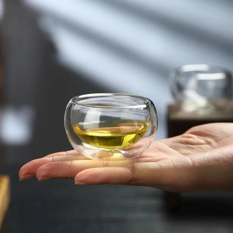4/6 Stück 50ml Schnapsglas Teetassen Doppelwandige Gläser Teetassen Exquisites Kung Fu Trinkgeschirr Heimdeko Espresso Teetasse Teetasse
