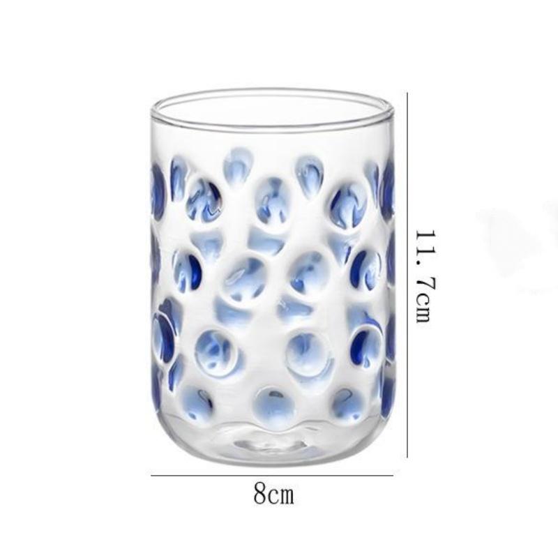 BRCreative Polka Dot Glassware Juice Red Wine Glasses Drinking Glasses Rise-and-fall Wave Points Coffee Mug Cocktail GlassEY