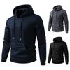 Men S Button Design Hooded Pullover Sweatshirt Solid Color Slim Fit Big Pocket