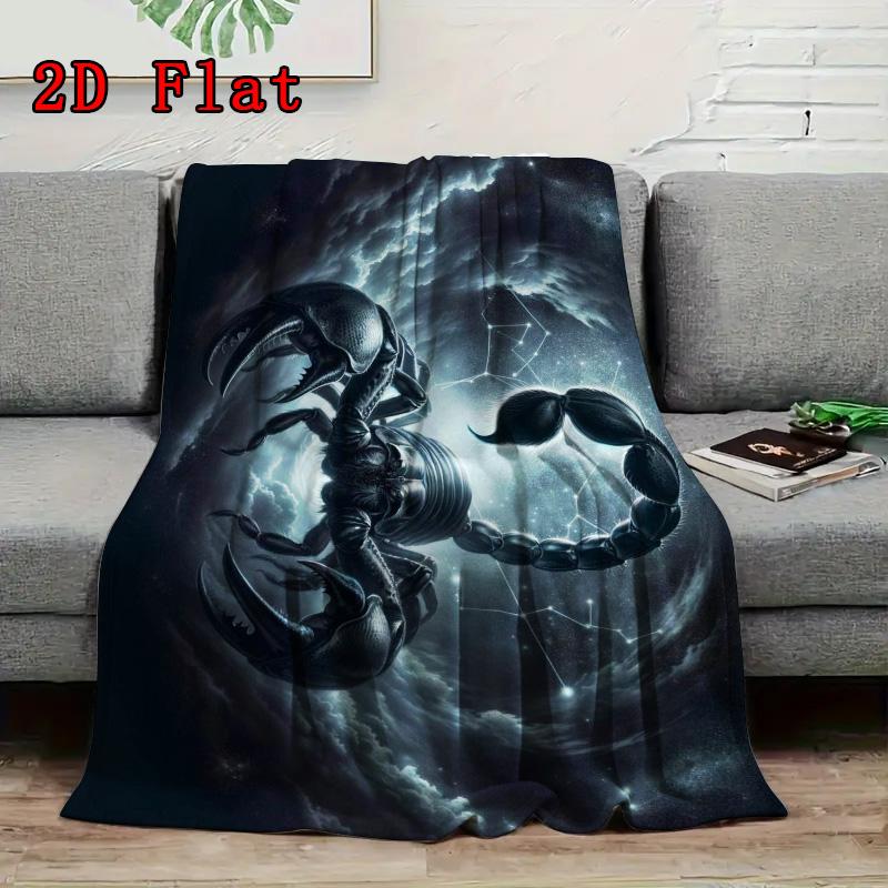 Dark Scorpion 2D Flat Pattern Flannel Blanket High quality All Seasons Warmth and Comfort Perfect for Christmas Gifts.MMT0918111
