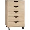 Mobile Office Pedestal, 5 Drawers, Wood, 40 x 40 x 67 cm, Oak