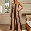 Comfy Wide Leg Jumpsuits For Women Summer Casual Strapless Striped Romper Loose Sleeveless Beach Outfits With Pockets