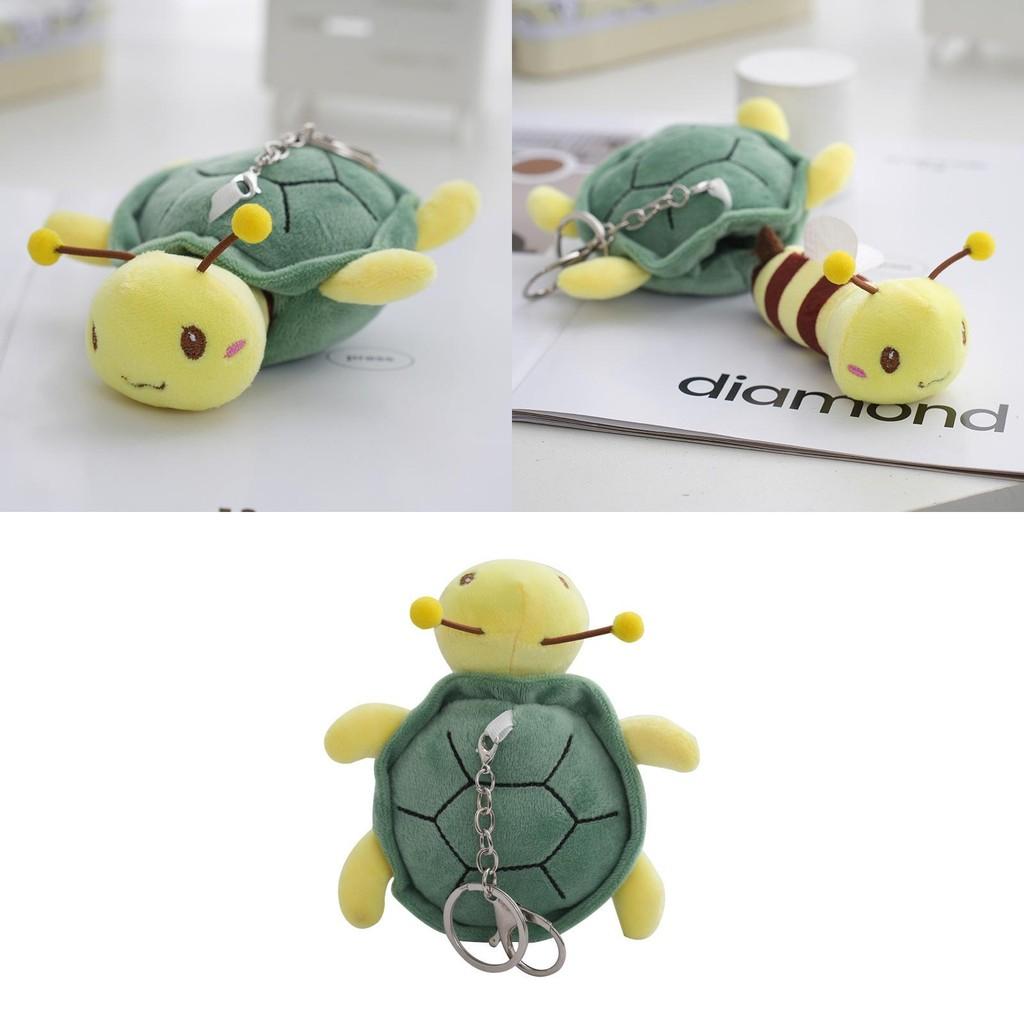 Adorable Plush Turtle Bee Keychain Soft Crystal Velvet Stuffed Animal