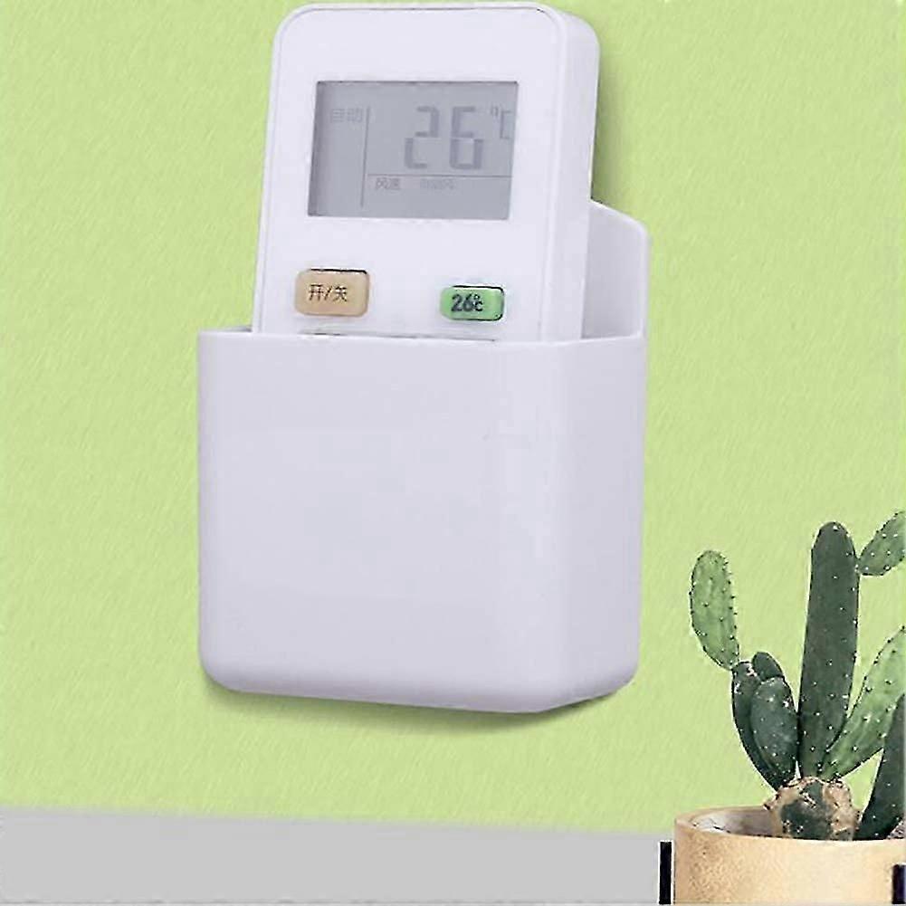 Pack of 4 White Remote Holders Remote Control Holder Wall Mount Media Storage Box for Home Office Bedroom Parlor Self Adhesive Atorage Box