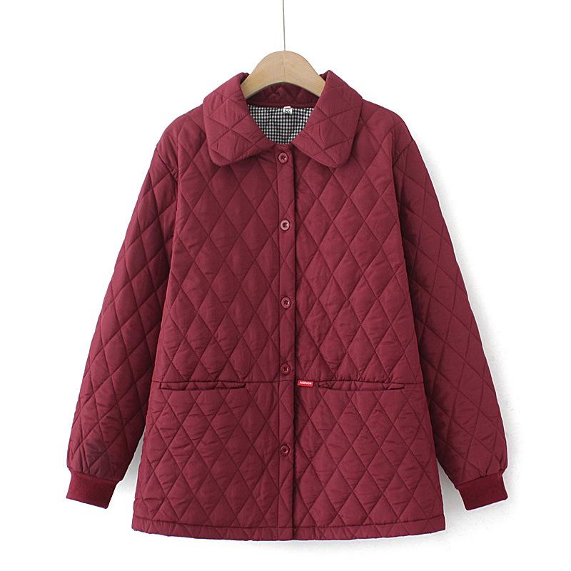 Plus Size Lightweight Cotton Padded Jacket for Autumn/Winter - Middle-Aged & Elderly Women's Outerwear