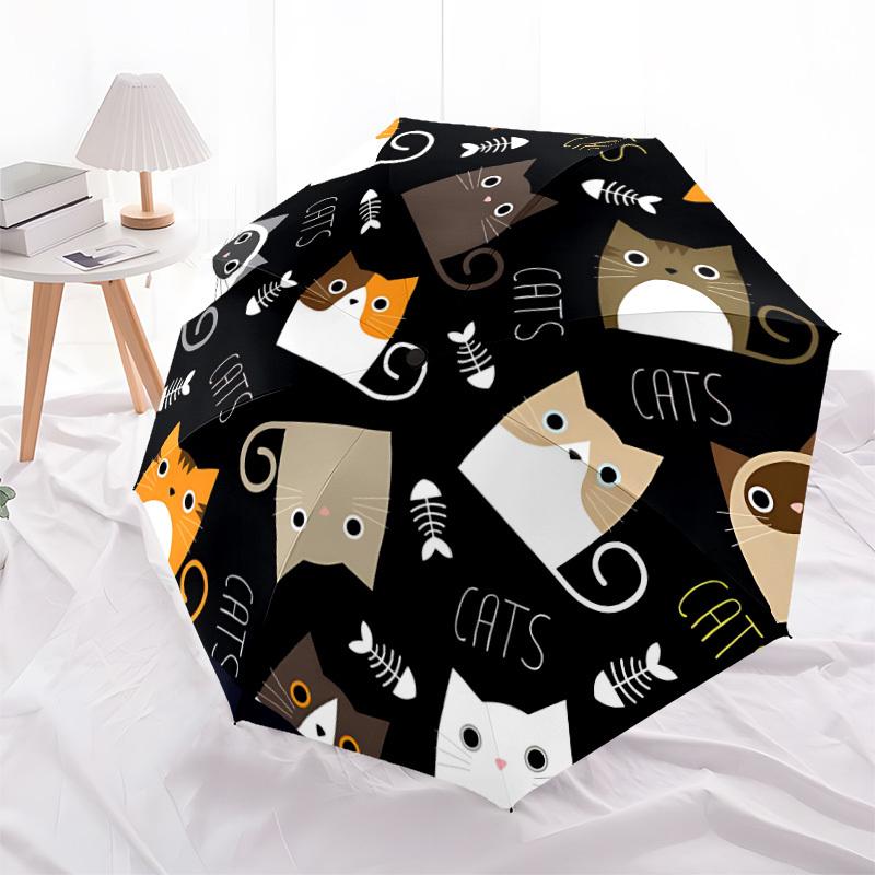 1pc Cat Prints Automatic Opening and Closing Folding Umbrella with 8 Iron Ribs - Portable, Foldable for Travel yy251124084