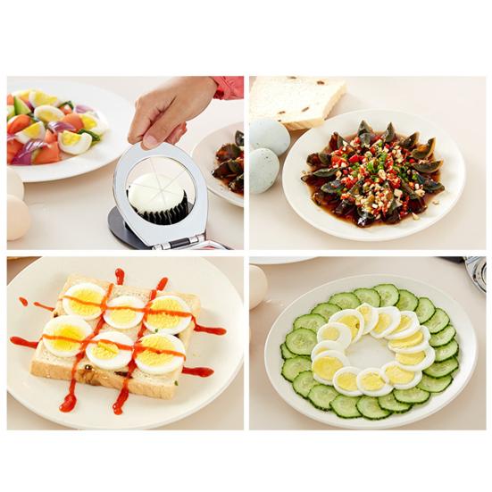 Egg Slicer 2 Modes High Hardness Rust-proof Uniform Thickness Ergonomic Handle 2 In 1 Egg Cutter Kitchen Gadget