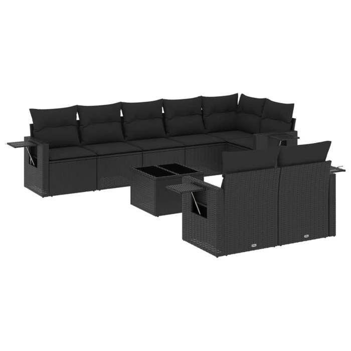 VidaXL Garden Lounge Set with Cushions 9 Pcs, Patio Sofas, Patio Furniture Set, Outdoor Furniture, Black 3220424