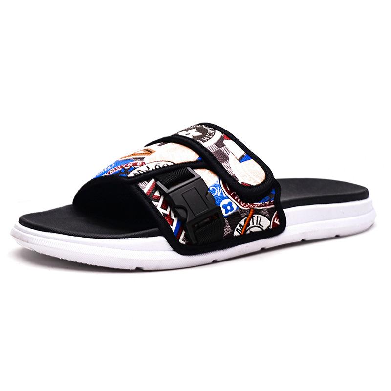 

Мужские женские сандалии большого размера на толстой подошве повседневные спортивные шлепанцы ЭВА Легкость мужская обувь граффити уличные парные пляжные туфли 45-46