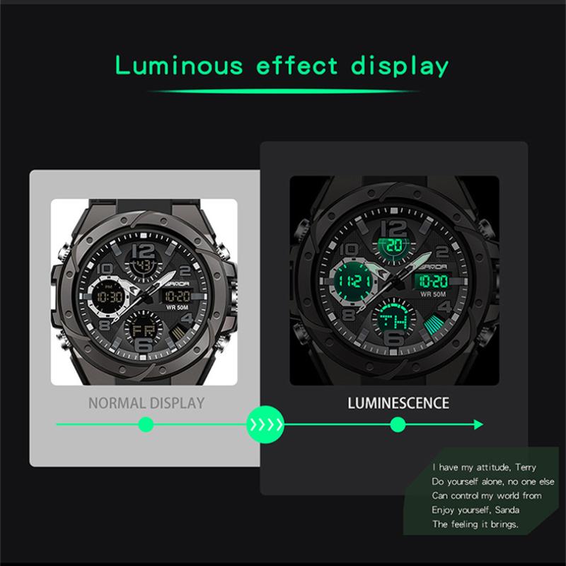 SANDA Electronic Watch Fashion Trend Electronic Watch Luminous Multifunction Watch
