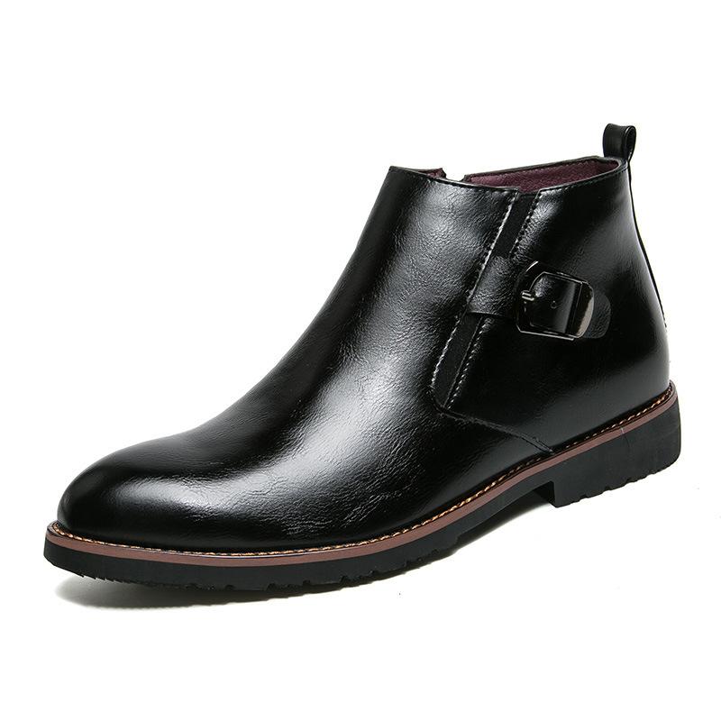 Men's shoes large size leather shoes spring and summer high-top Martin boots fashion British style personalized dress leather shoes men
