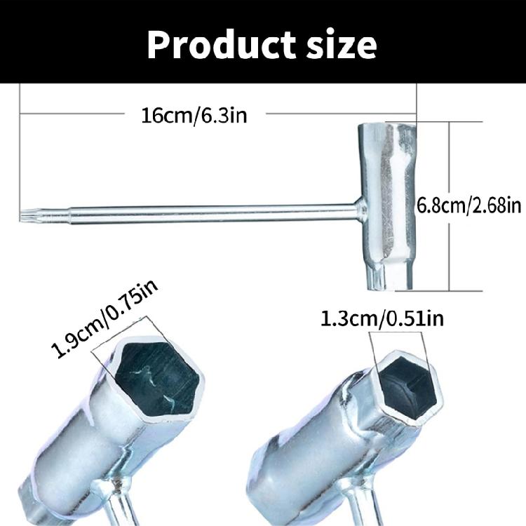 4Pcs Ergonomic Sparks Plug Socket Wrench for Gasolines Chainsaw Brush Cutter 13mm-19mm Stainless Steel Spanner