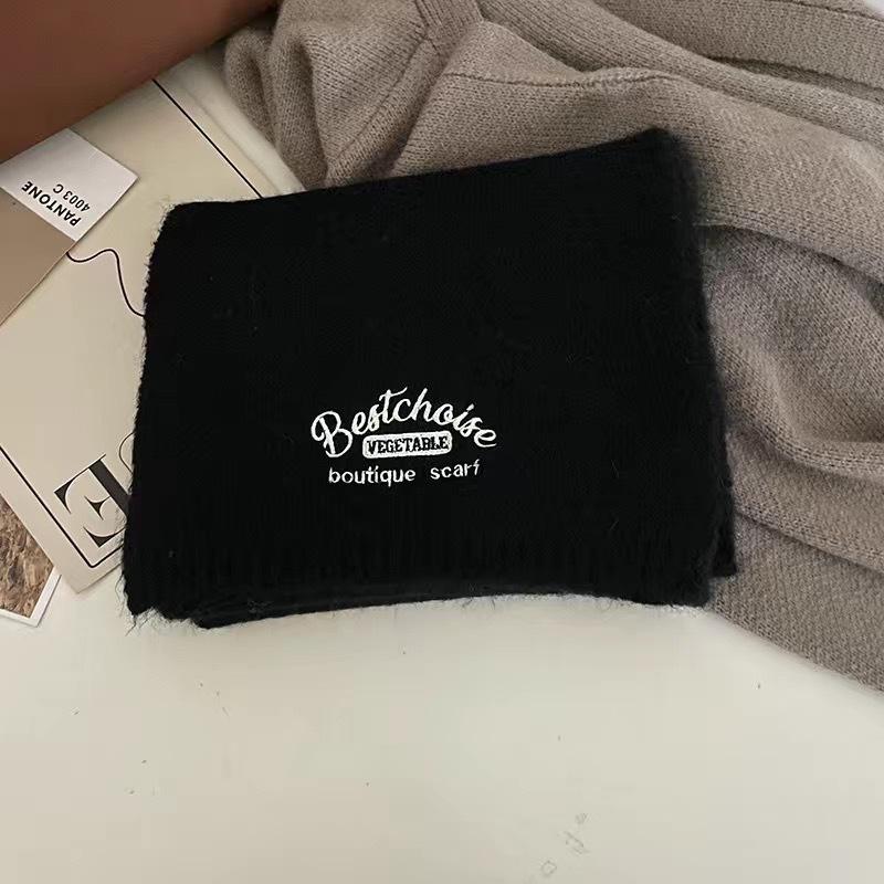 Scarf women's winter versatile warm couple student neck protection imitation cashmere knitted wool girls scarf senior sense men
