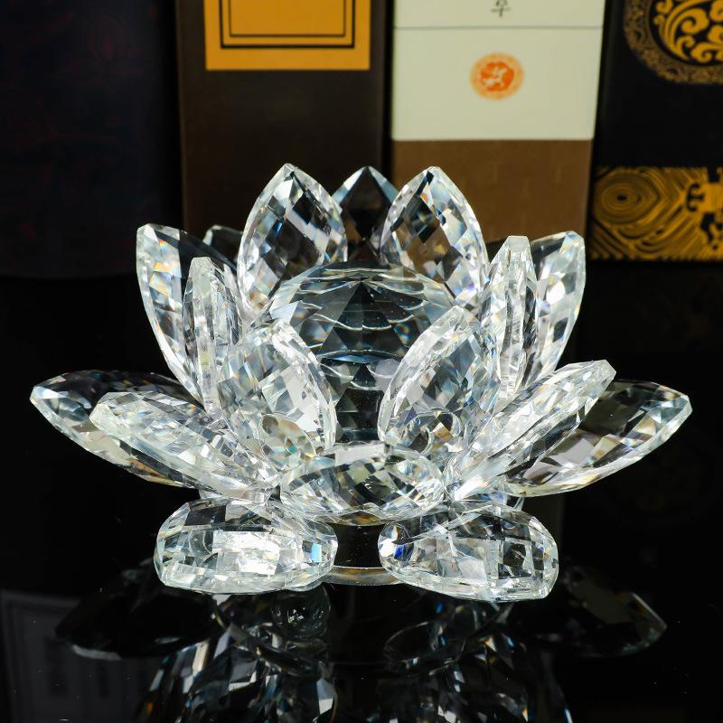 Kristall Lotus Blume Figurine Home Hochzeit Dekoration Glas Handwerk Sammlung Briefbeschwerer Tisch Ornamente Souvenir Geschenke