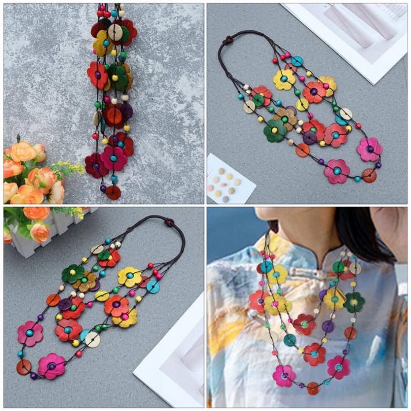 Bohemien Damenkette Ethnisch Retro Kokosnussperlen Bunt