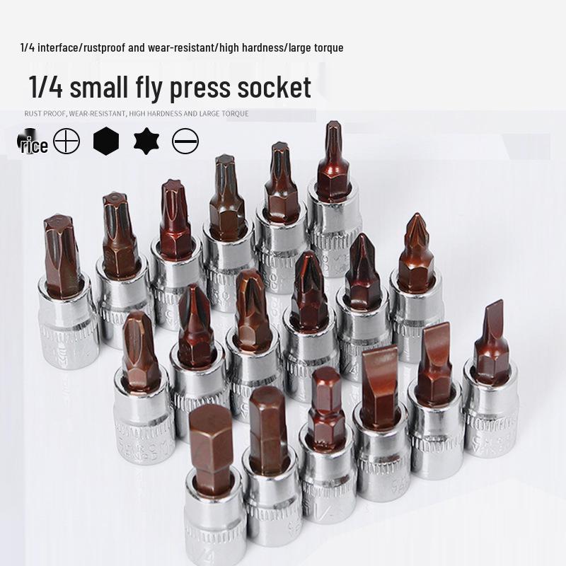 Compact T25 Torx Screwdriver Set with Hex Socket, Flower Pattern Bit