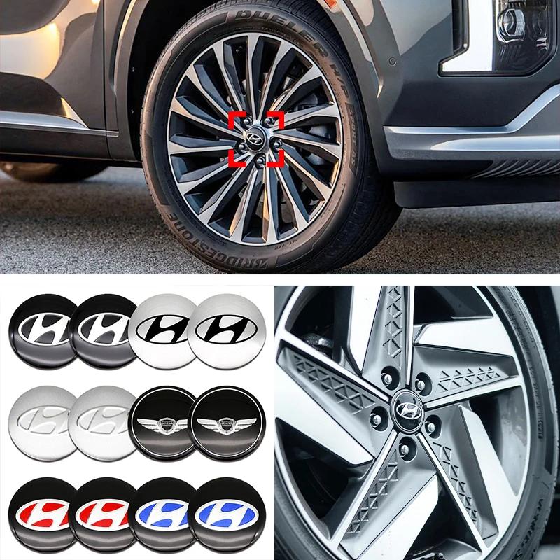 4PC 56MM Aluminum Badge Car Wheel Center Cover Hub Caps Sticker For Hyundai GDi i10 I10 N Line Solaris Genesis Azera Santafe XX1