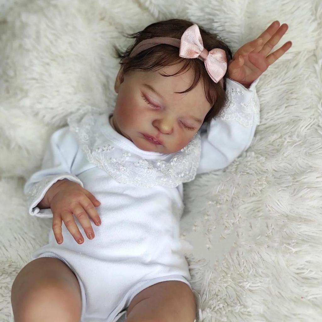 BZDOLL 50cm 20inch Soft Vinyl 3D-painting Skin with Realistic Asleep Reborn Baby Doll Newborn Bebe Girl Lifelike Princess Gift Toy for Kids
