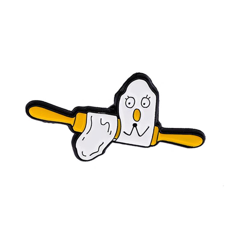 Creative Brooch: Gourmet Egg Collection with Badge, Liquid, Pancake, Boiled, & Fried Egg Designs.