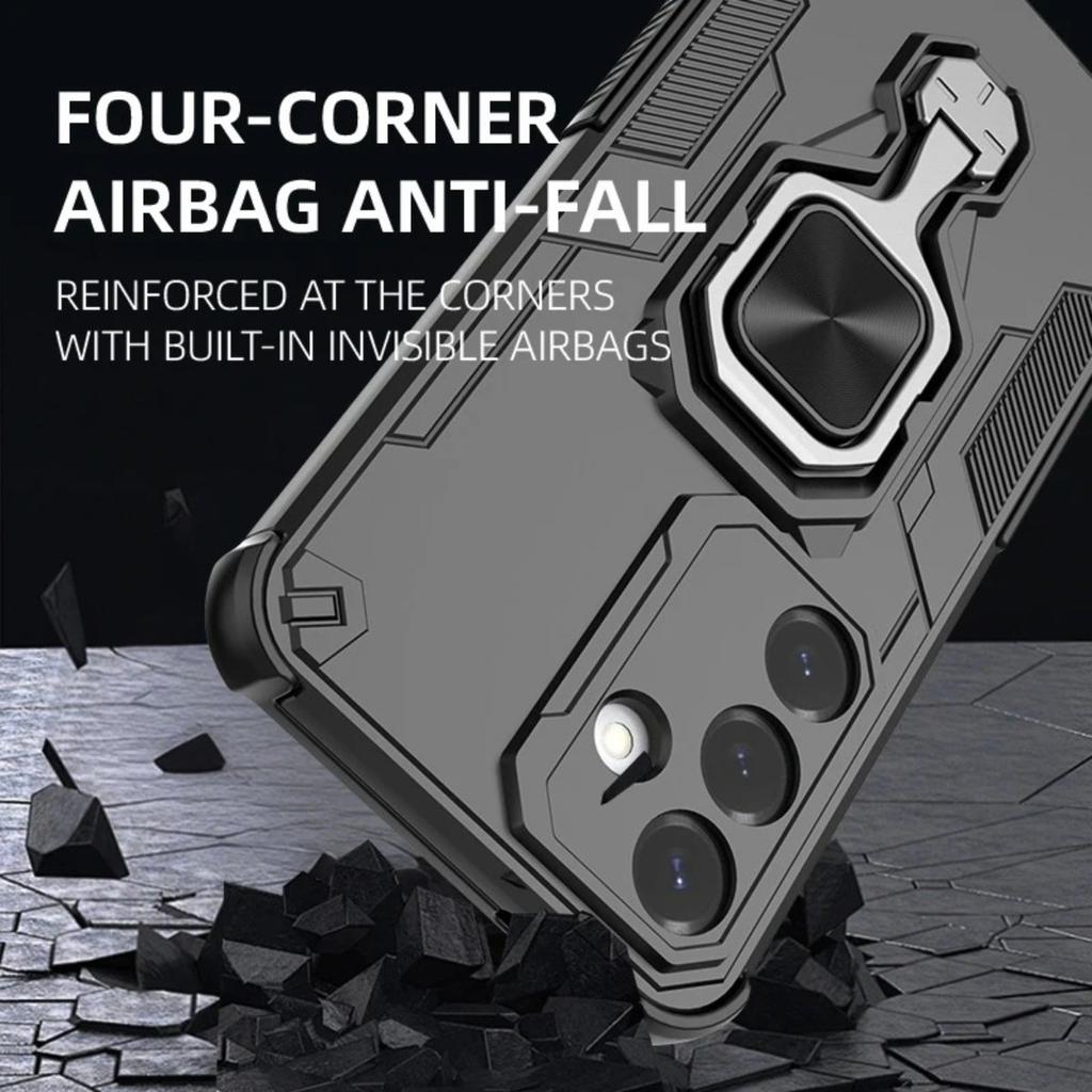 Case for Samsung S25 Ultra S25 Edge Plus Metal Ring Stand Shockproof Cover for Galaxy A56 A36 A26 A16 A06 A55 A35 A25 M16 F06 5G