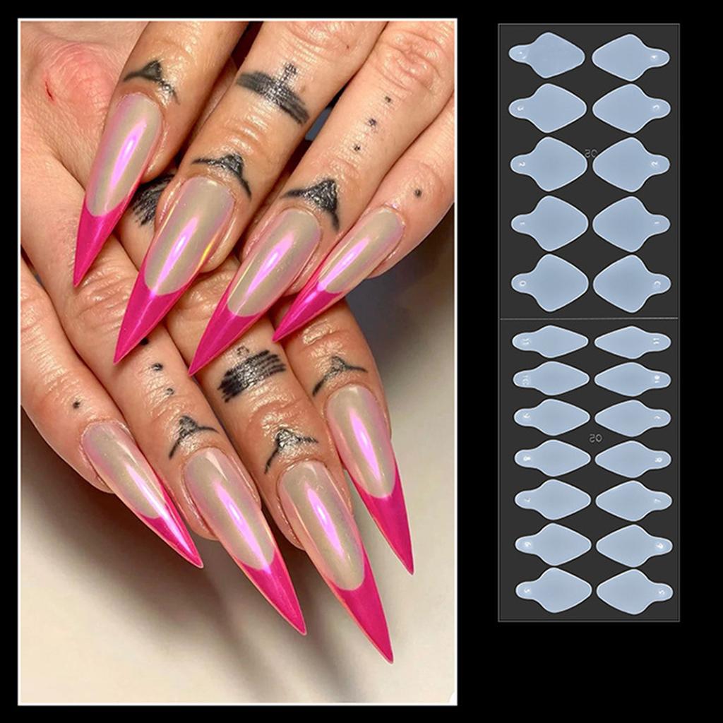 24Pcs Nail Forms Mould Sticker Silicone French Manicure Stickers for Nail Mold Gel Extension Building Nail Forms Mould