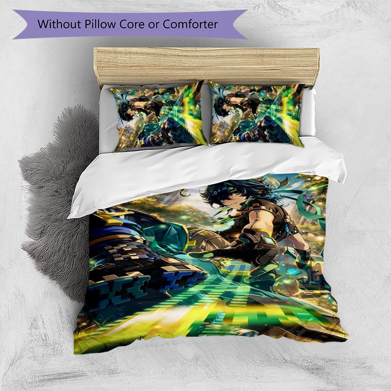 Kinich 3pcs Bedding Set Duvet Cover Closure Includes 1 Duvet Cover & 2 Pillowcases for All Seasons Bedroom Home Dorm Decor
