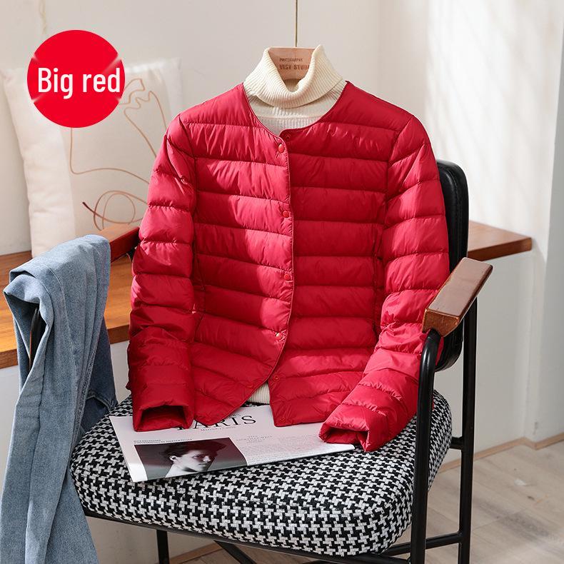 2024 Women's Slim Lightweight Down Jacket - Short, Round Neck, Warm Inner Layer, Trendy Plus Size Outerwear