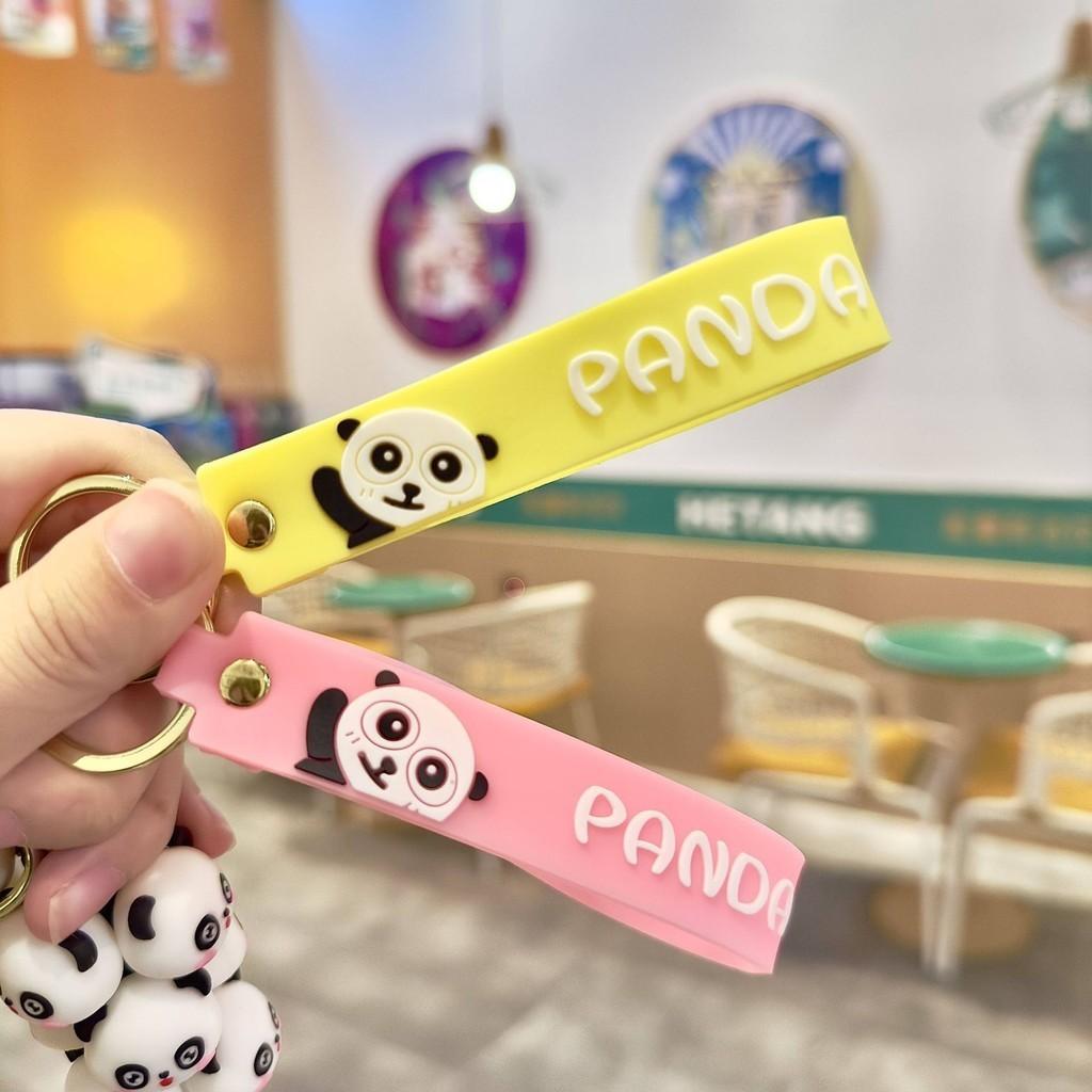 Adorable Silicone Panda Keychain Cute Stacking Animal Car Key Ring Cartoon Bag Charm