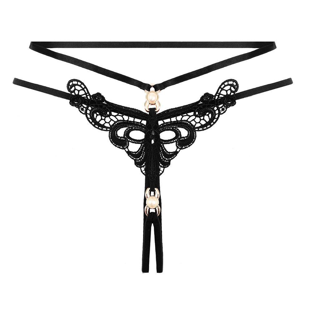 Stimulating Panties Women's Hot Hollowed-out Embroidered Pearl Yin Sm Bundled Tuning Open File Free Temptation Thong