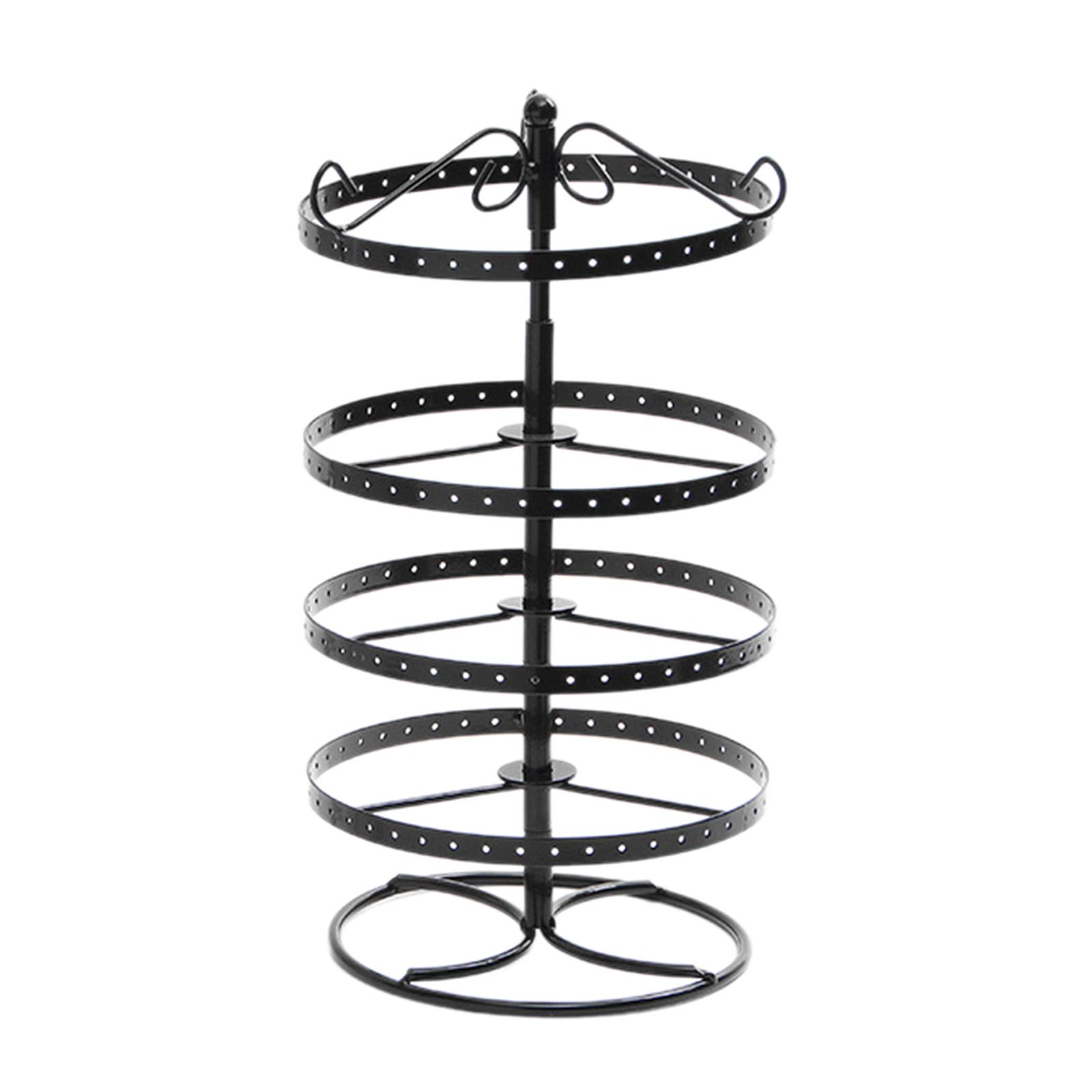 

4-х уровневый вращающийся держатель для сережек, органайзер, металлическая подставка для ожерелий, большая стойка для хранения ювелирных изделий в виде дерева, браслетов чёрный