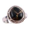Natural Black Copper Turquoise Gemstone 925 Solid Sterling Silver Ring S.7 s0n60