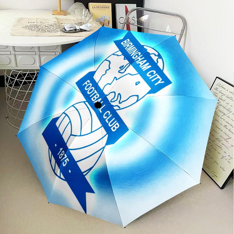 Parapluie Pliant Automatique Birmingham Football Club - Parapluie de Voyage à 8 Baleines avec Ouverture/Fermeture Automatique et Cadeaux Portables pour les vacances ou les anniversaires