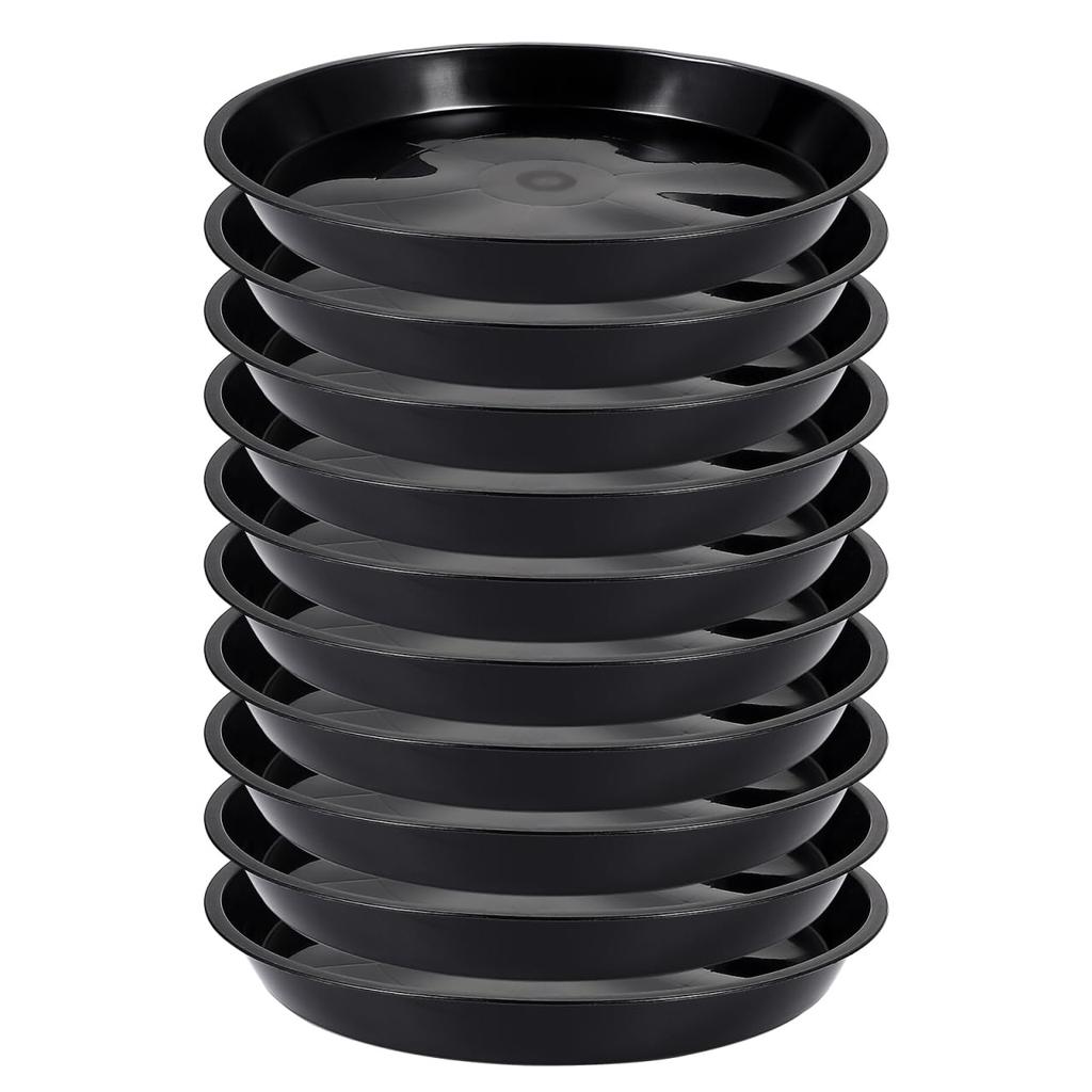 OUNONA Pot Flower Pot Planter Plastic Outer Diameter Shallow Interior Pack of 10 Saucer, Saucer, Saucer, Tray, Plate, 30cm, Plate, Decoration, Black,