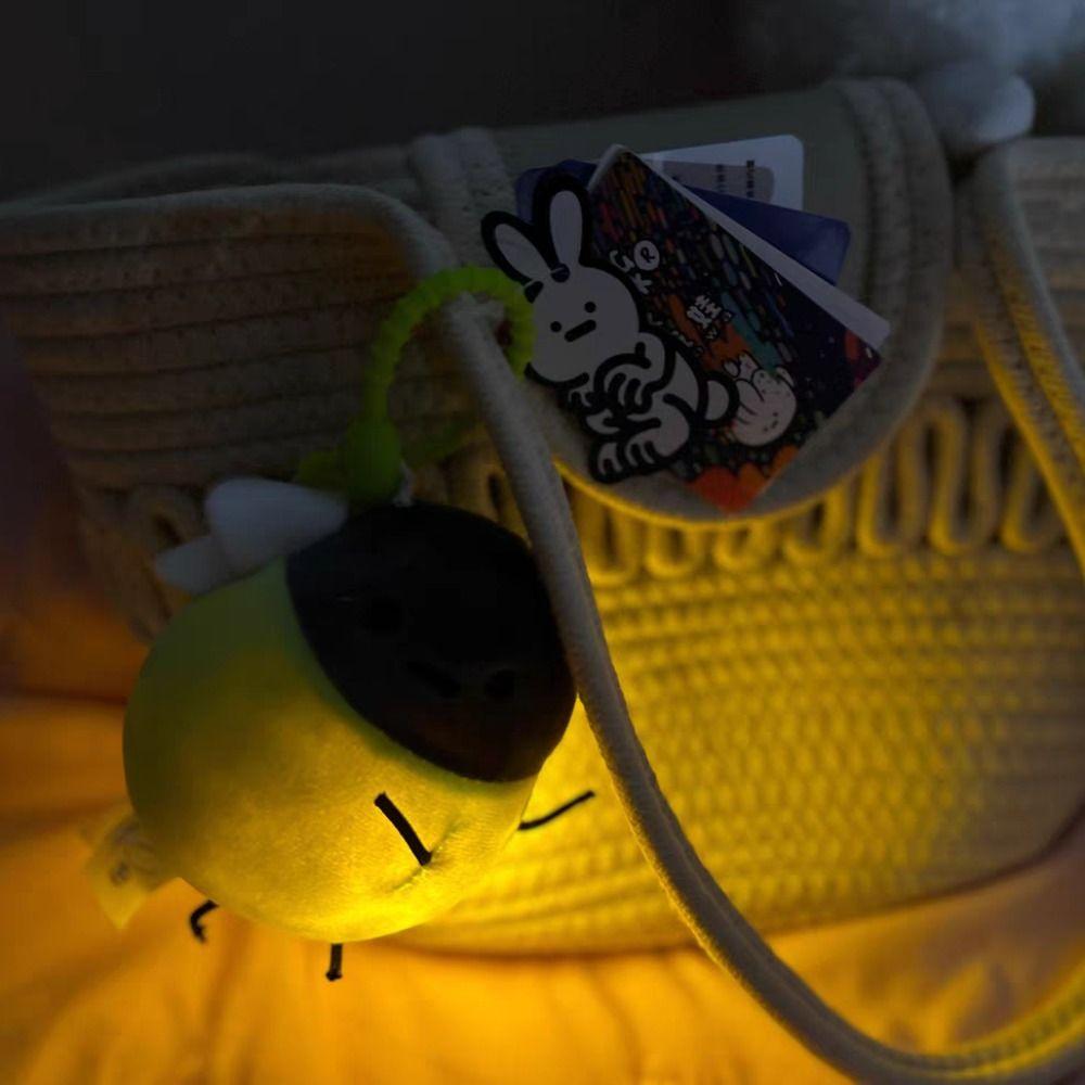 Light-emitting Firefly Plush Doll Keychain Light-emitting Firefly Plush Keyring Kids Birthday Gift