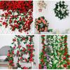 16/69Heads Artificial Rose Vine Plastic Silk Fake Plants Leaves  Home Decoration