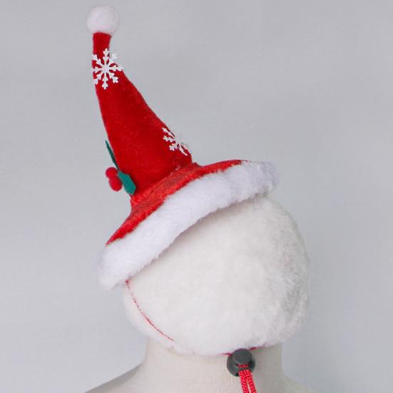 Cat Xmas Hat Puppy Velvet Red Christmas Hat Pet Hat with Snowflakes for Cats Small Dogs Party Photo Prop Festive Costume Accessory
