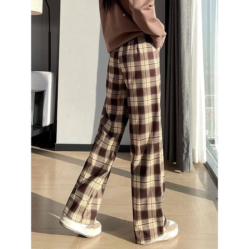 

Женские ретро брюки в черно-белую клетку с высокой посадкой и широкими штанинами - Коллекция Осень 2025 L