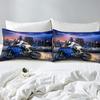 Motocross Bedding Sets, 3D Printed Pattern of Extreme Sports Motorcycle Theme Duvet Cover with 2 Pillowcases, Adults and Kids