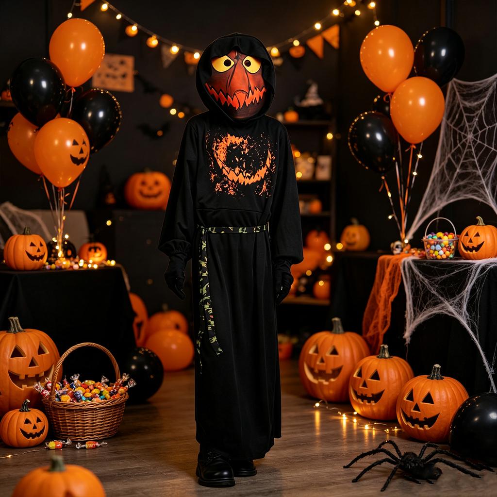 Kids Halloween Costume Cape Pumpkin Party Cape