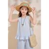 Mengtejiao Girls' Striped Babydoll Shirt & Wide-Leg Pants Set