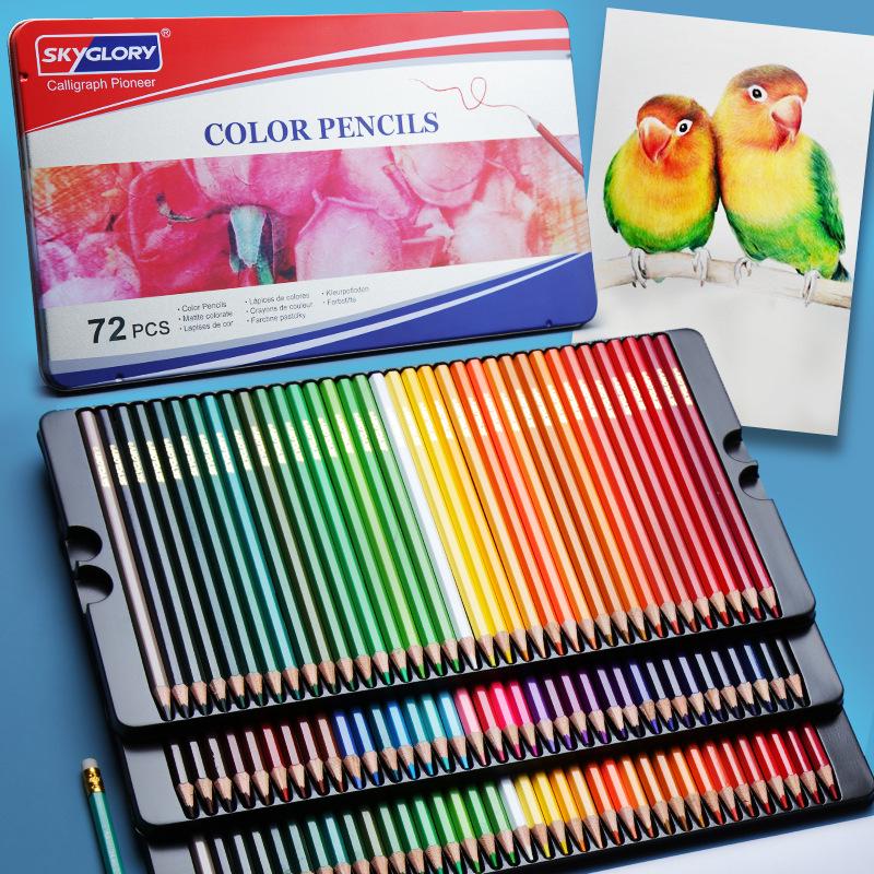 Professional Drawing Set: 120 Water-Soluble Oil-Based Colored Pencils (72 + 36 + 48 Colors)