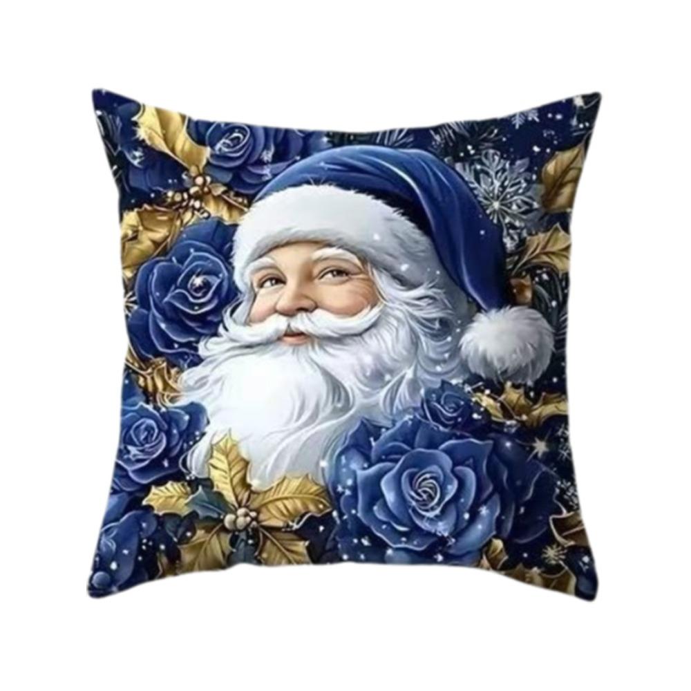 Festive Soft Christmas Pillow Covers 2D Printed Deer Throw Cushion Case Square Plaid Xmas Tree Pillowslip Living Room Decor