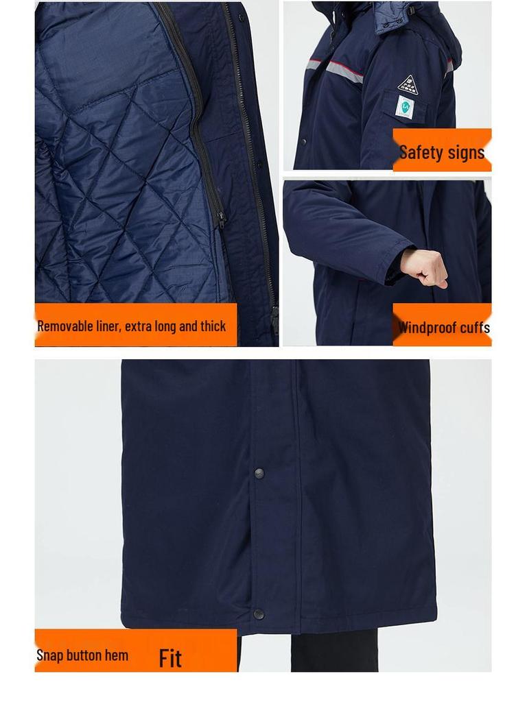 Anti-static Cold-resistant Winter Cotton Workwear Coat with Removable Embroidered Petroleum Print