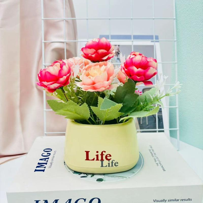 

Пионы Горшечные растения Искусственные цветы Горшечные растения Зеленые растения для украшения интерьера и экстерьера дома розовый