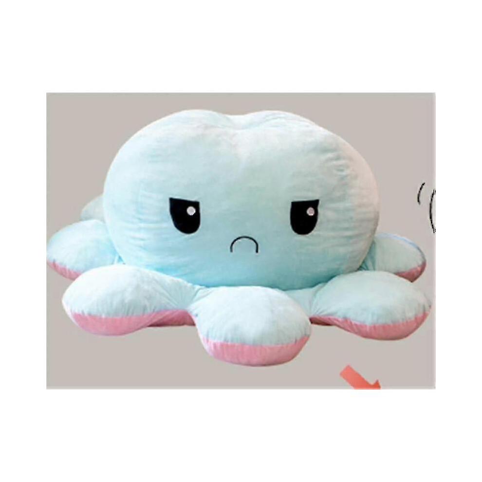 Muñeco Pulpo Reversible Grande de Doble Cara Cambia de Humor y Cara Juguete de Peluche Descompresor Enojado Regalo de Cumpleaños Rosa A Azul Claro Diámetro 90cm - KHW