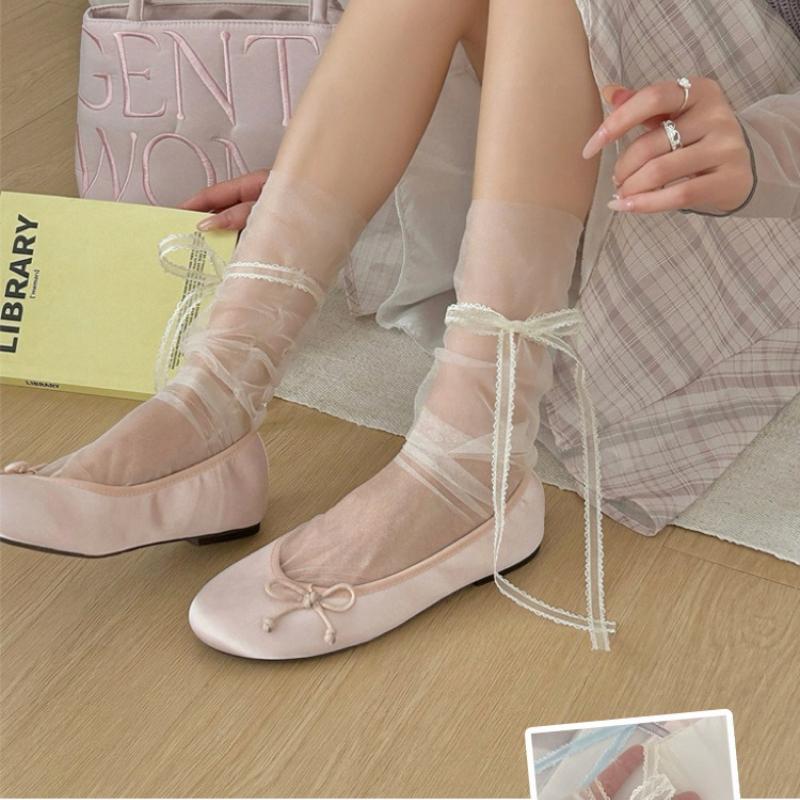See Through Transparent Women Socks Colorful Star Summer Ultra-thin Nylon Loose Long Socks Women Sweet Girls Mesh Lace Socks Sox