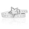Hollow Star Buckle PU Leather Belt for Children, Thin Star Cutout Hole Waist Strap Decorative Belt for Jeans Dresses